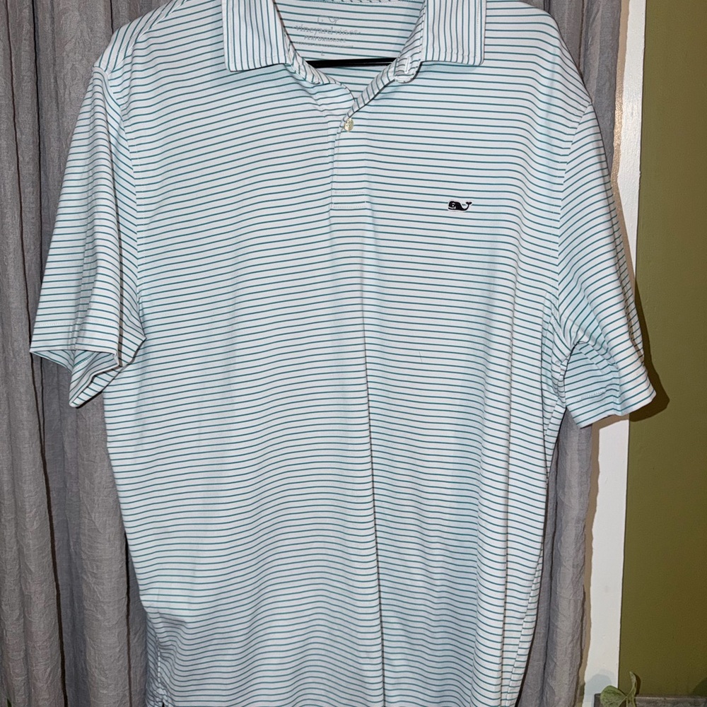 Vineyard Vines Men's Blue Striped Polo Shirt size large